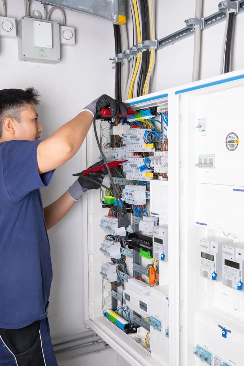 Elektroniker von Elektro Gerhardt bei der Montage
